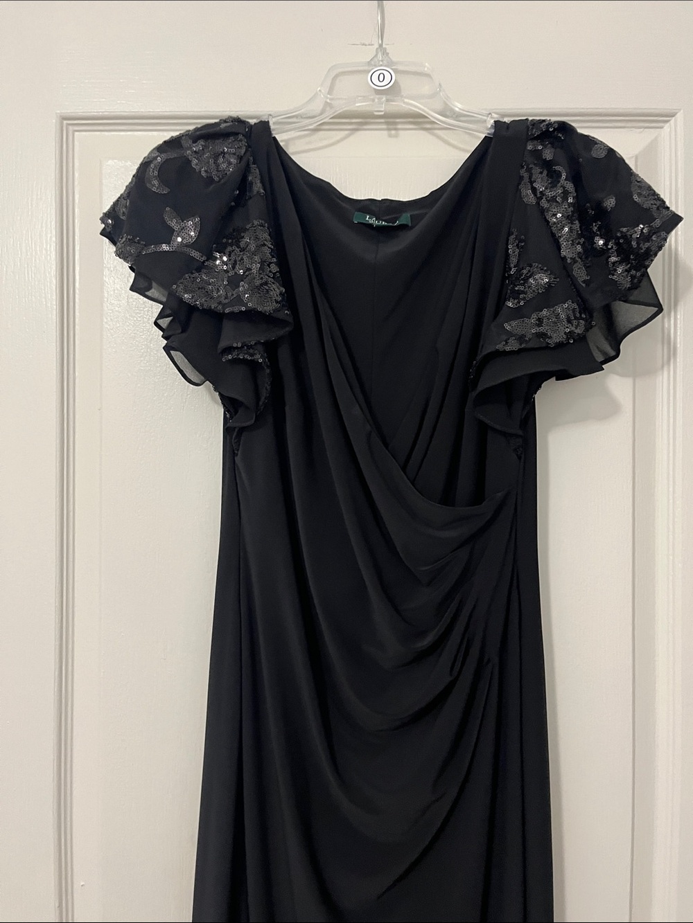 Ralph Lauren Elegant Black Draped Evening Dress